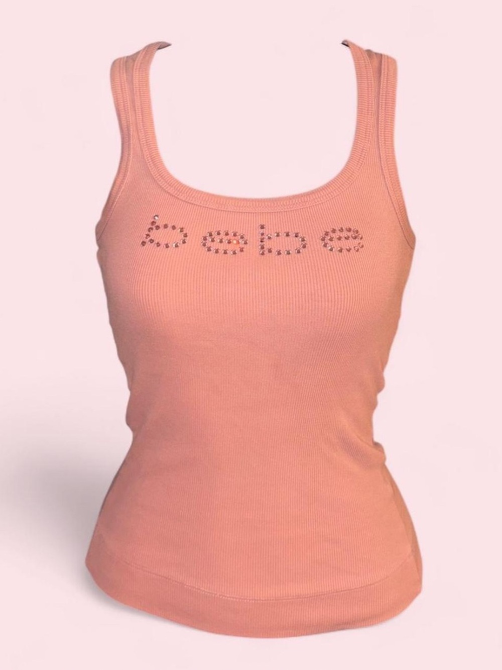 Vintage Y2K bebe Rose pink Ribbed Logo Tank Top